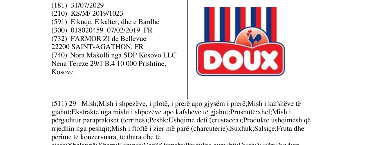Zëri i markës DOUX në buletin