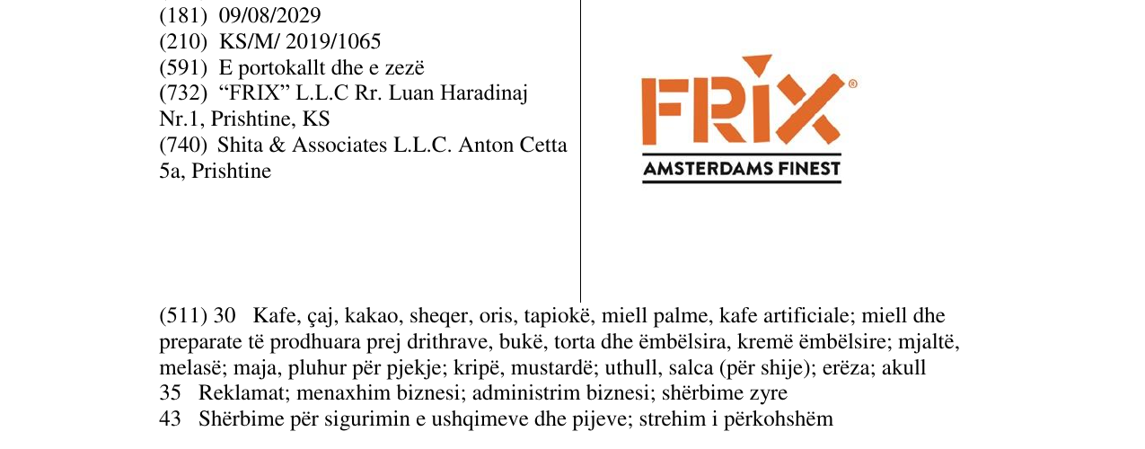 Zëri i markës FRIX AMSTERDAMS FINEST në buletin