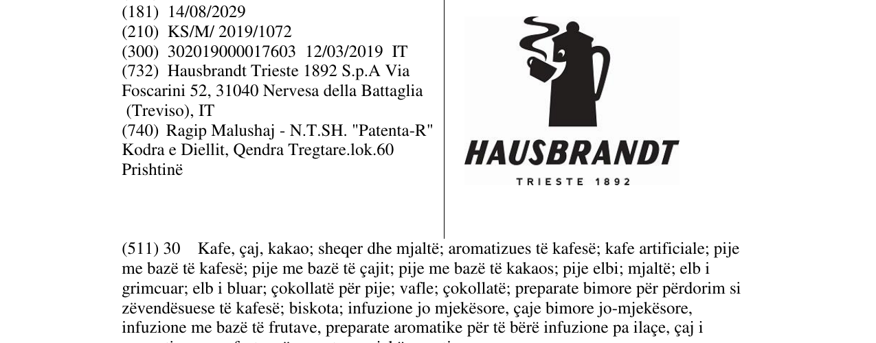 Zëri i markës HAUSBRANDT në buletin