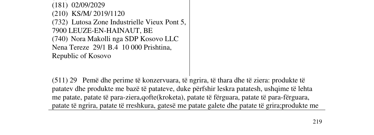 Zëri i markës LUTOSA në buletin