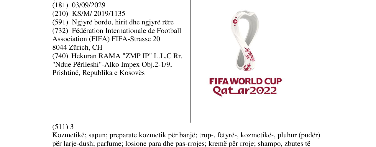 Zëri i markës FIFA WORLD CUP në buletin