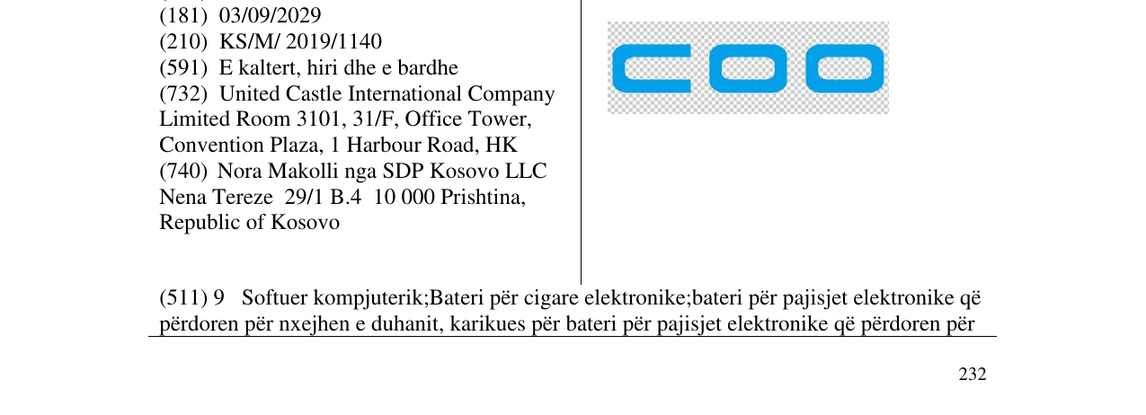 Zëri i markës coo në buletin