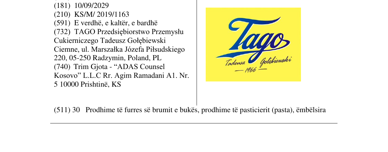 Zëri i markës Tago në buletin