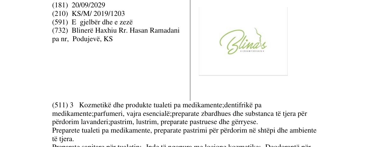 Zëri i markës Blinas në buletin