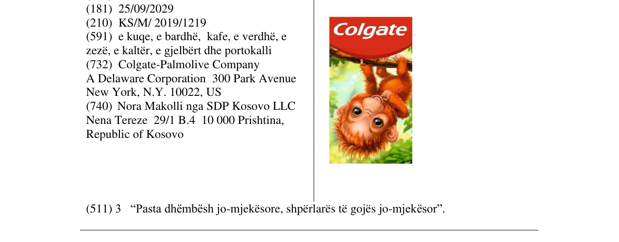 Zëri i markës Colgate në buletin