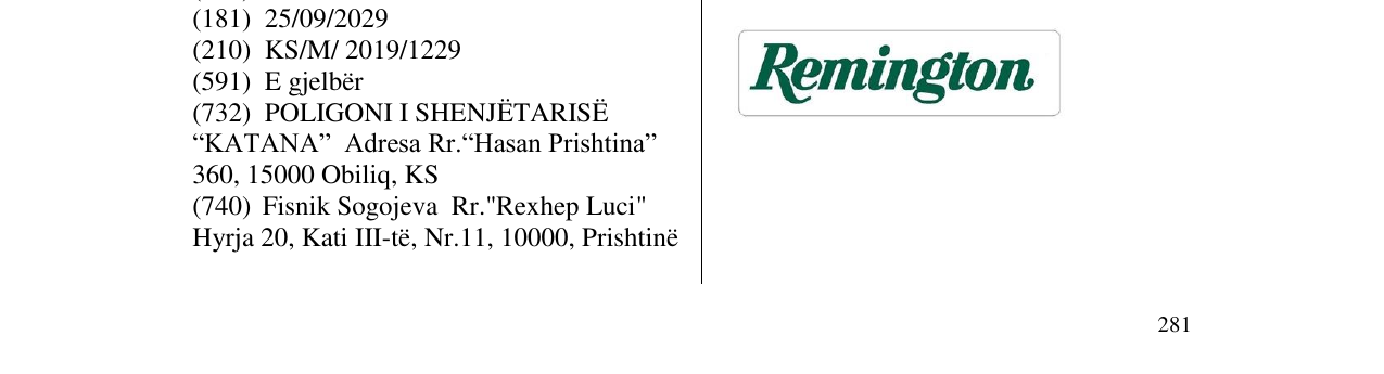 Zëri i markës Remington në buletin