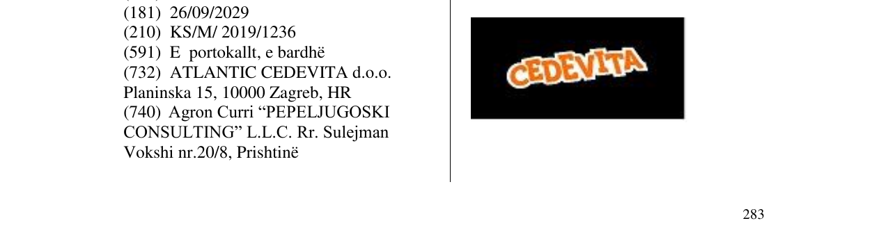 Zëri i markës CEDEVITA në buletin