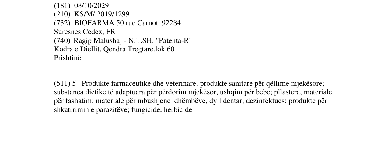Zëri i markës TRIPLIXAM në buletin