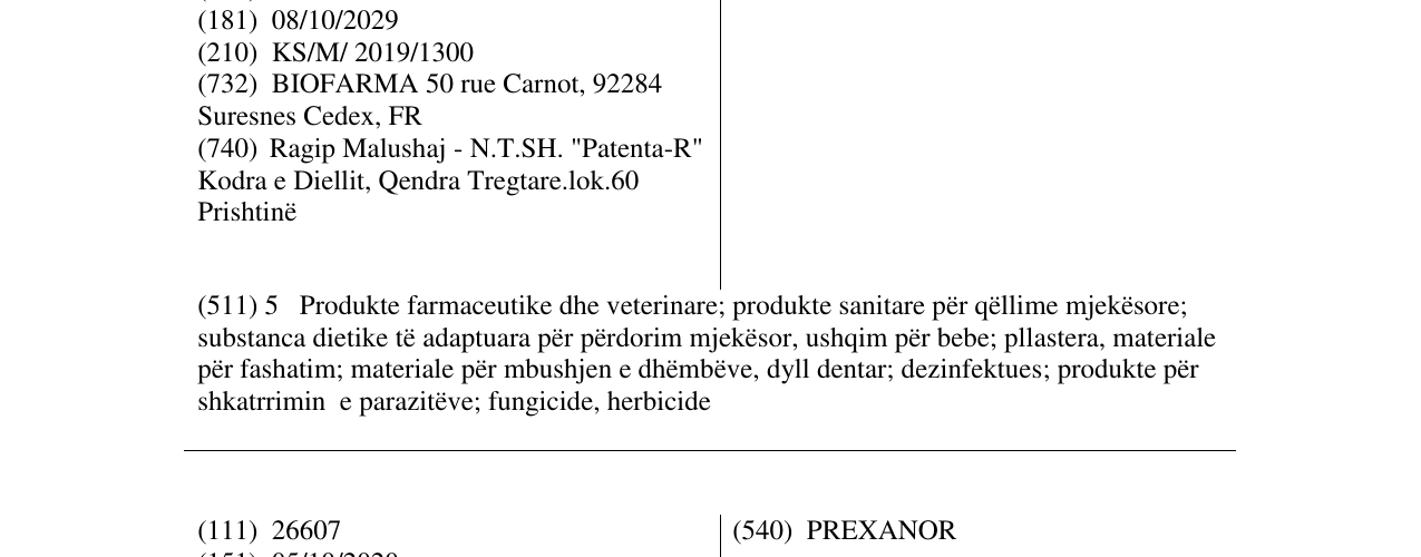 Zëri i markës VIACORAM në buletin