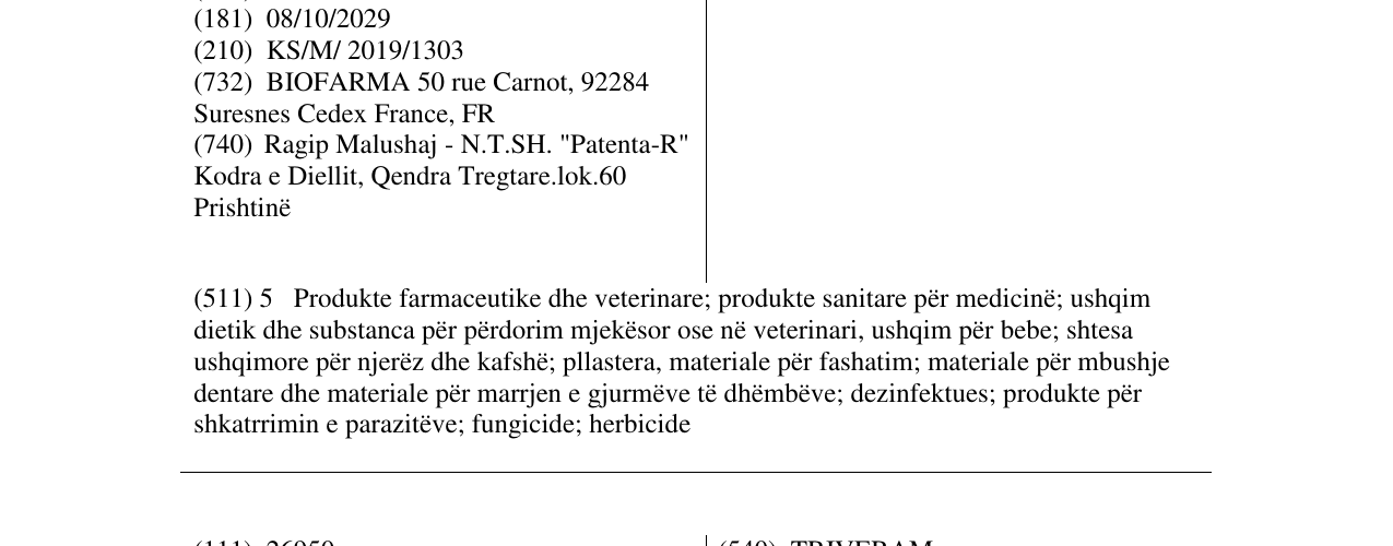 Zëri i markës LIPERTANCE në buletin