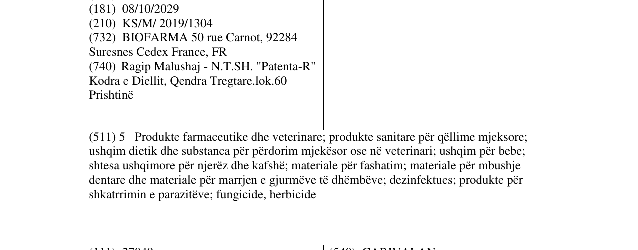 Zëri i markës TRIVERAM në buletin