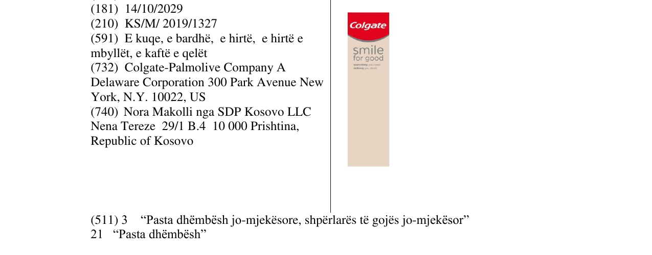 Zëri i markës Colgate në buletin
