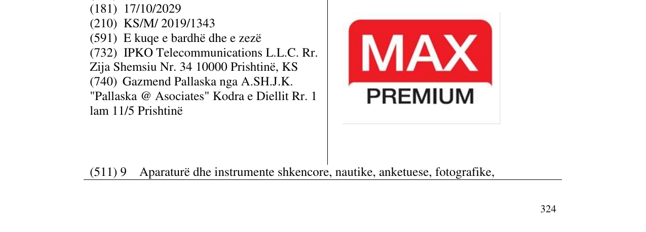 Zëri i markës MAX PREMIUM në buletin