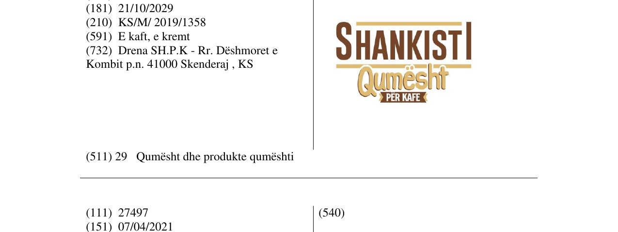 Zëri i markës Shankisti qumësht në buletin