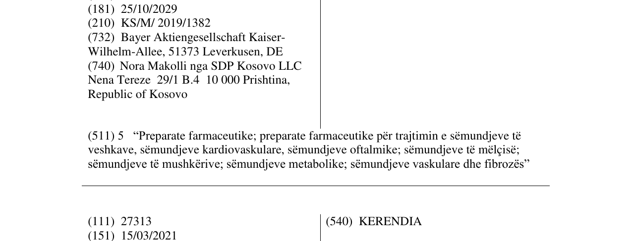 Zëri i markës CYNFONERA në buletin