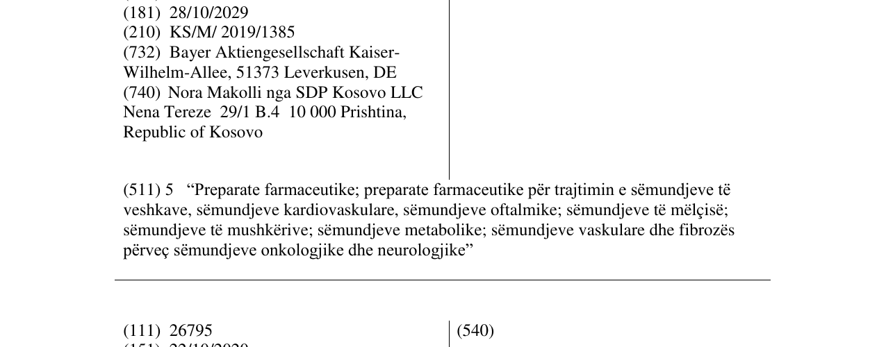 Zëri i markës KERENDIA në buletin