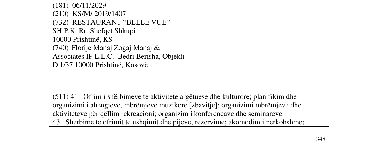 Zëri i markës Restaurant Belle Vue në buletin