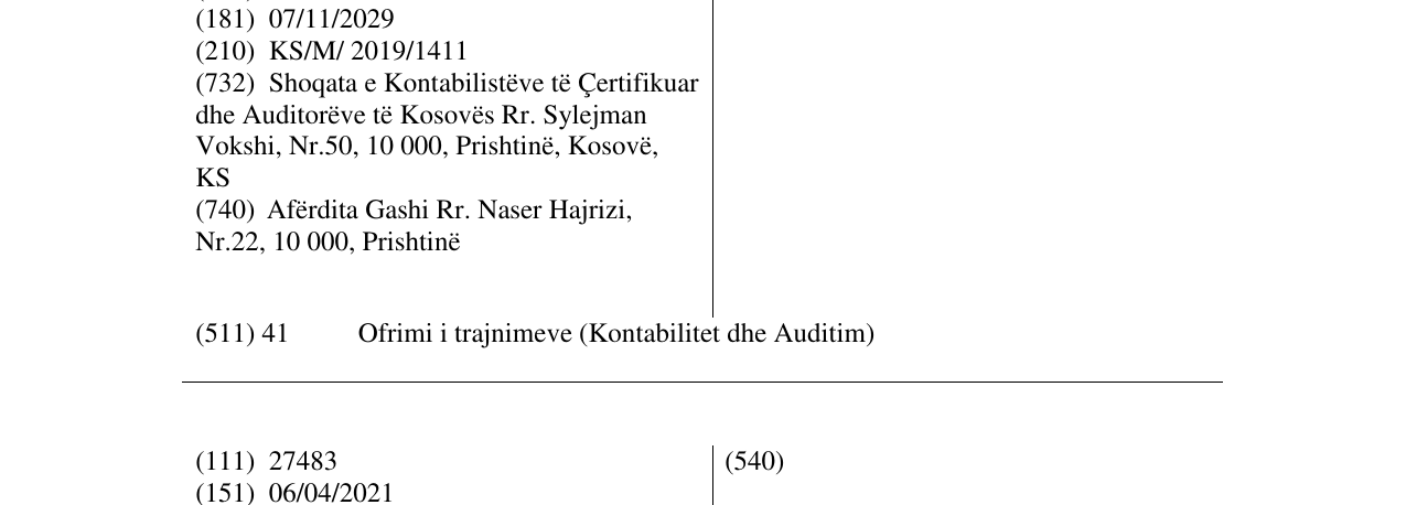 Zëri i markës SCAAK në buletin