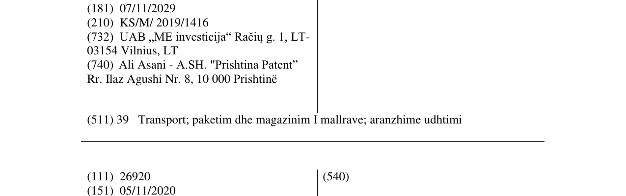 Zëri i markës GIRTEKA në buletin