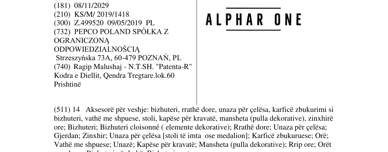 Zëri i markës ALPHAR ONE në buletin