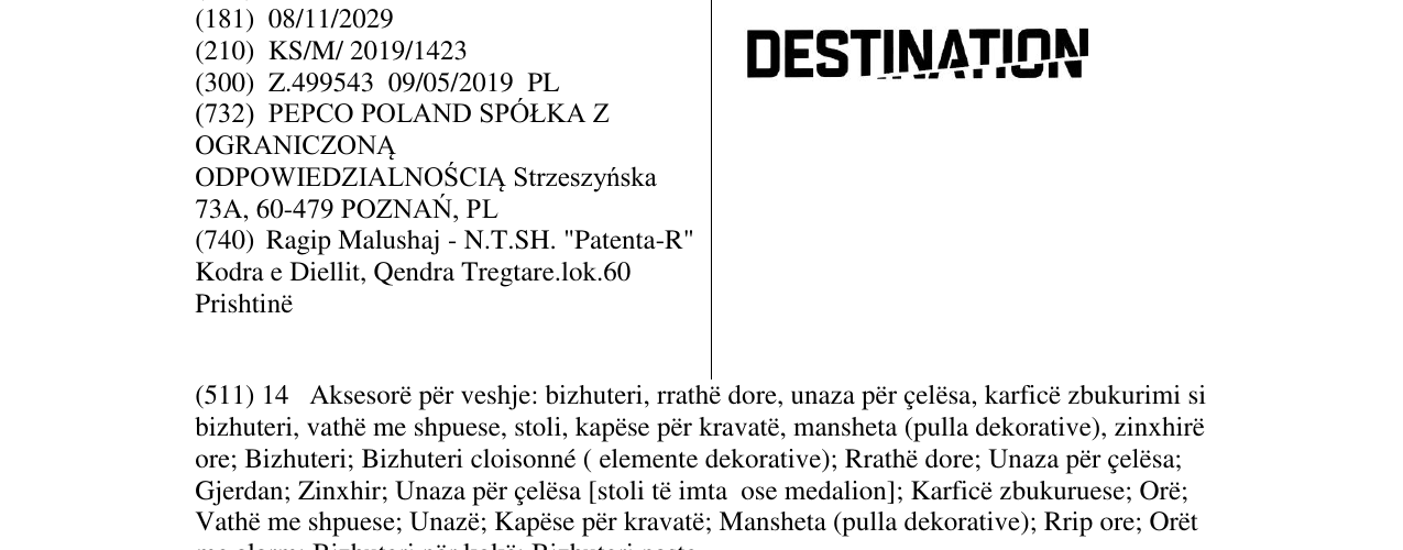 Zëri i markës DESTINATION në buletin