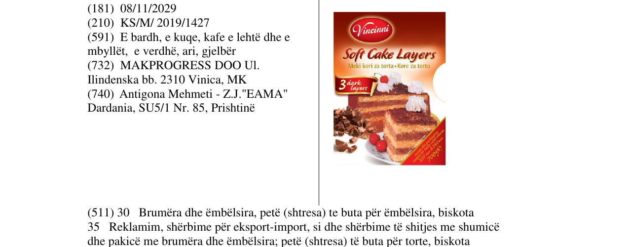 Zëri i markës Vincinni në buletin