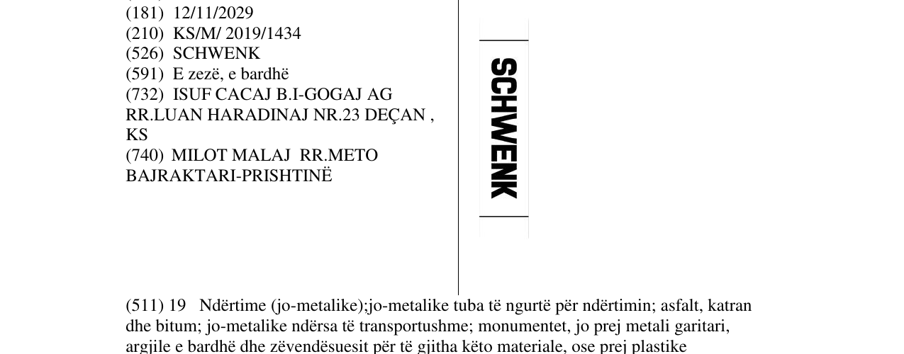 Zëri i markës SCHWENK në buletin