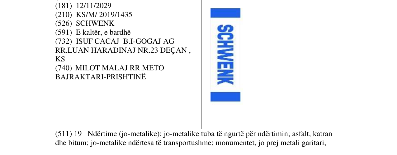 Zëri i markës SCHWENK në buletin