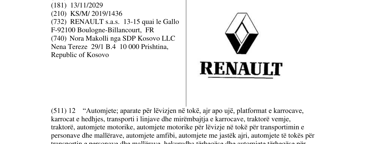 Zëri i markës RENAULT në buletin