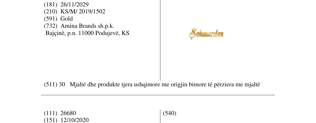 Zëri i markës Sahmerdan në buletin
