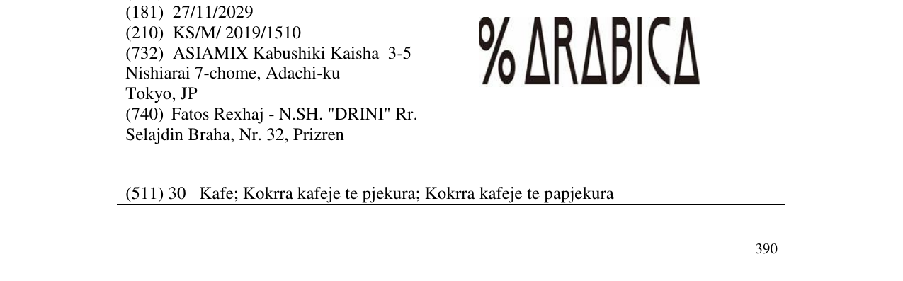 Zëri i markës ARABICA në buletin