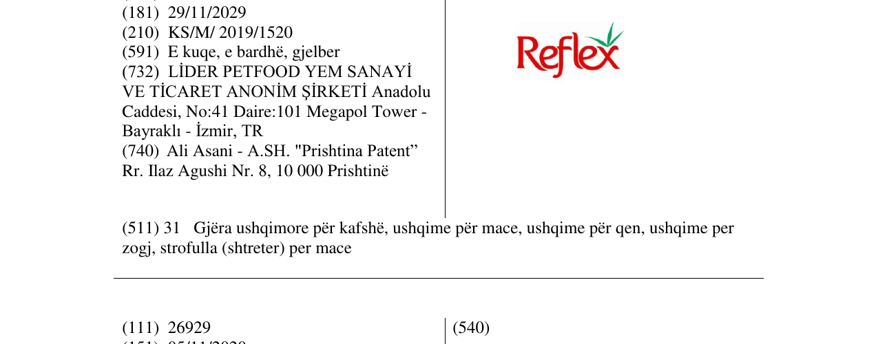 Zëri i markës Reflex në buletin