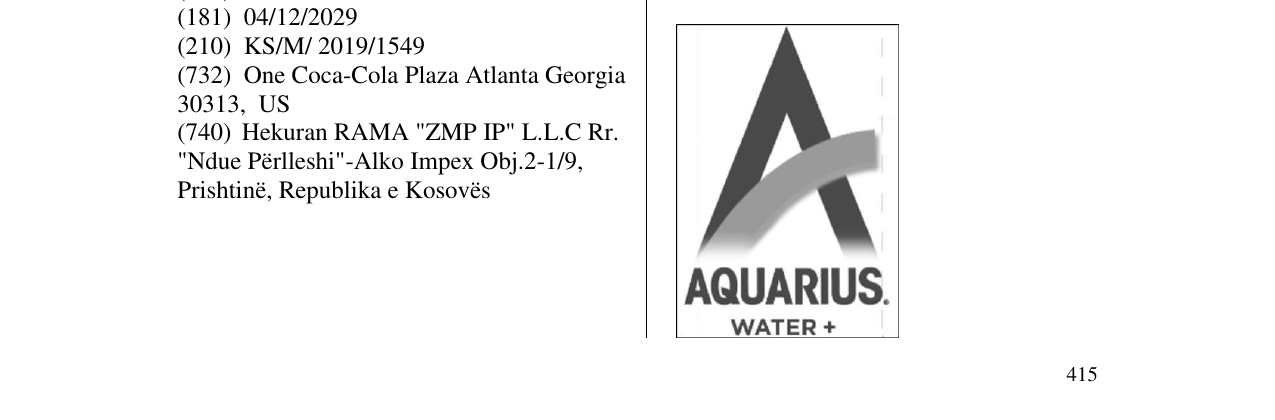 Zëri i markës AQUARIUS WATER në buletin