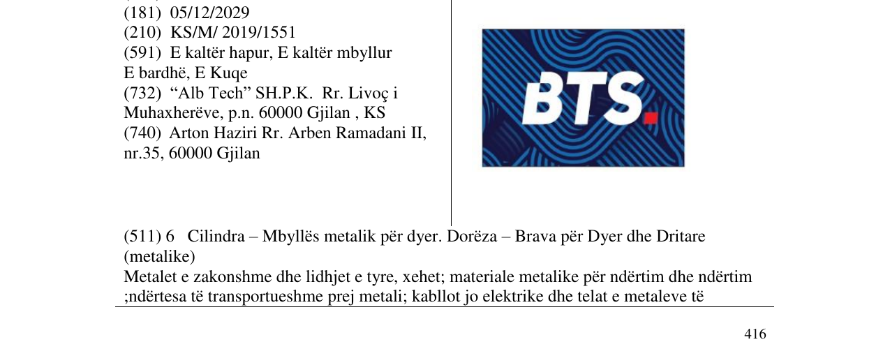 Zëri i markës BTS në buletin