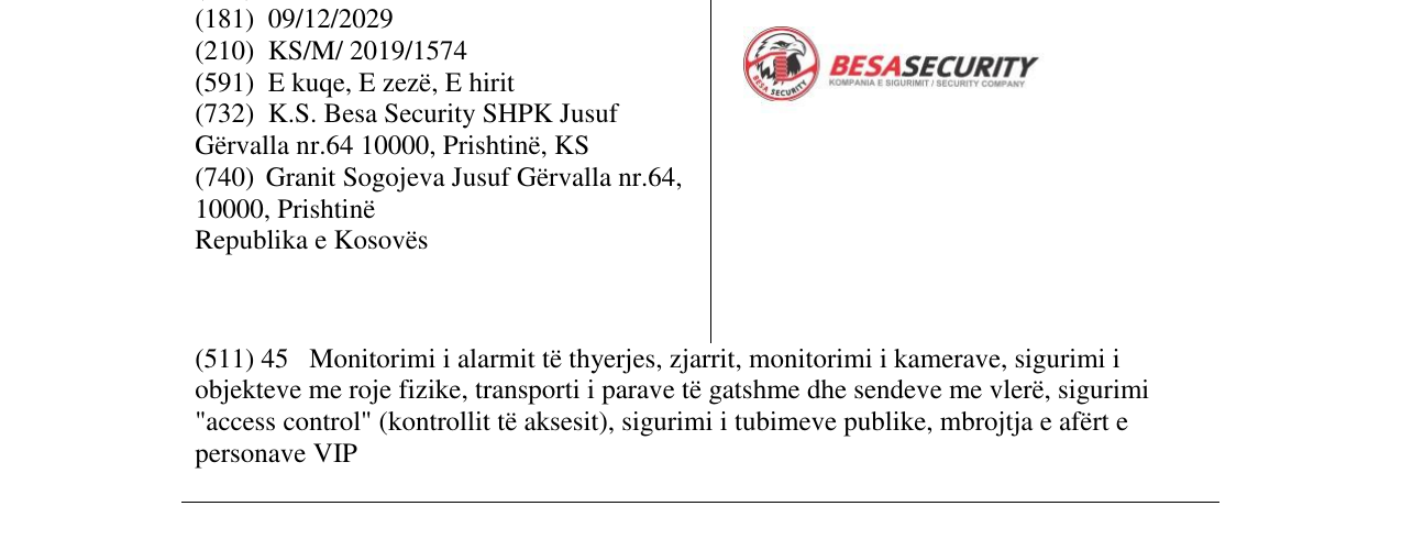 Zëri i markës BESASECURITY në buletin