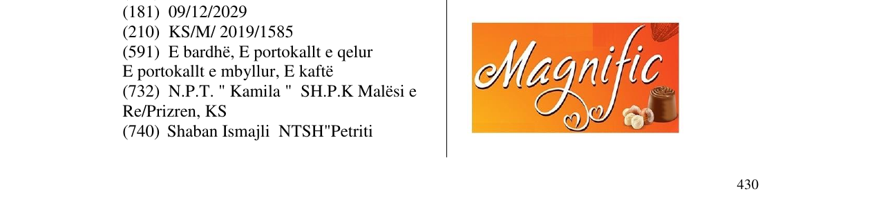 Zëri i markës Magnific në buletin