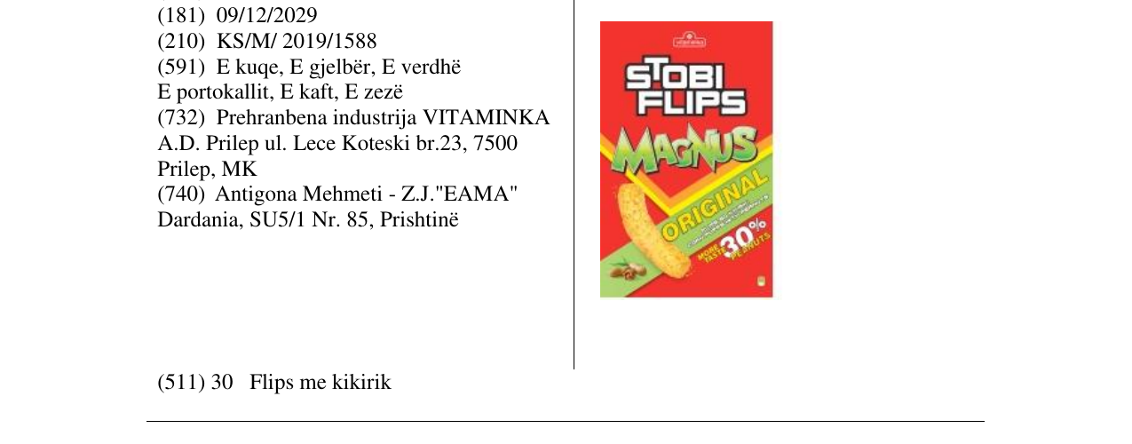 Zëri i markës STOBI FLIPS në buletin