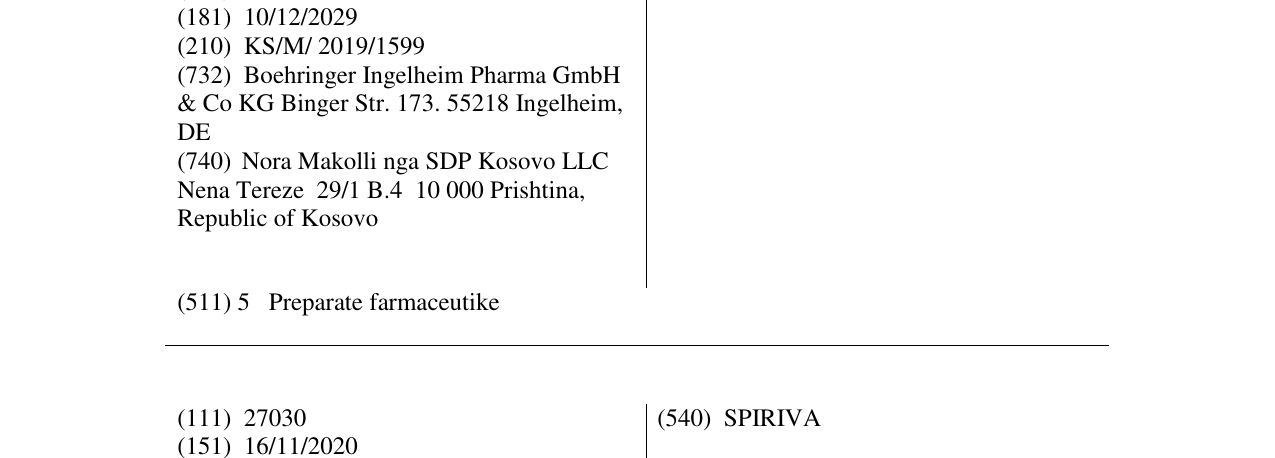 Zëri i markës PRADAXA në buletin