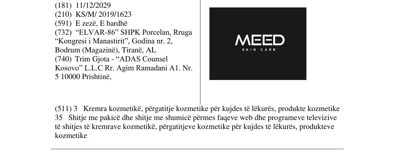 Zëri i markës MEED SKIN CARE në buletin