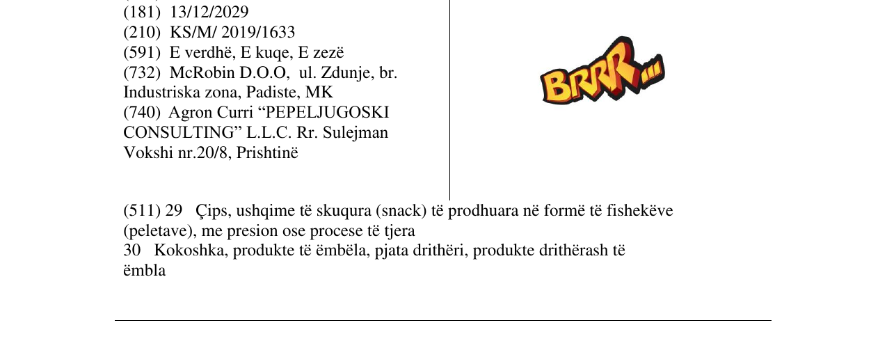 Zëri i markës BRRR në buletin