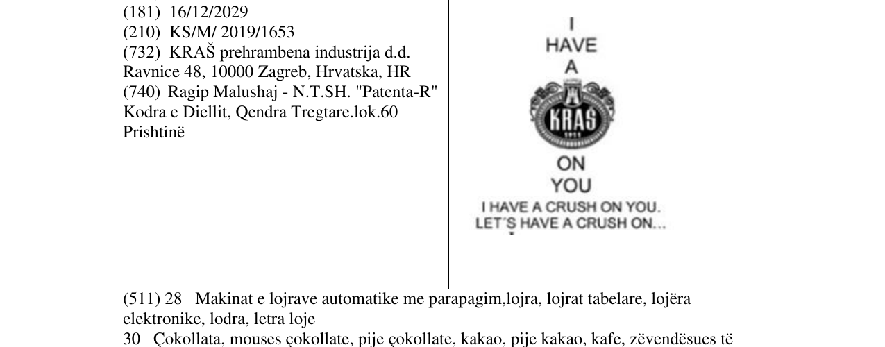 Zëri i markës I HAVE A CRUSH ON YOU në buletin
