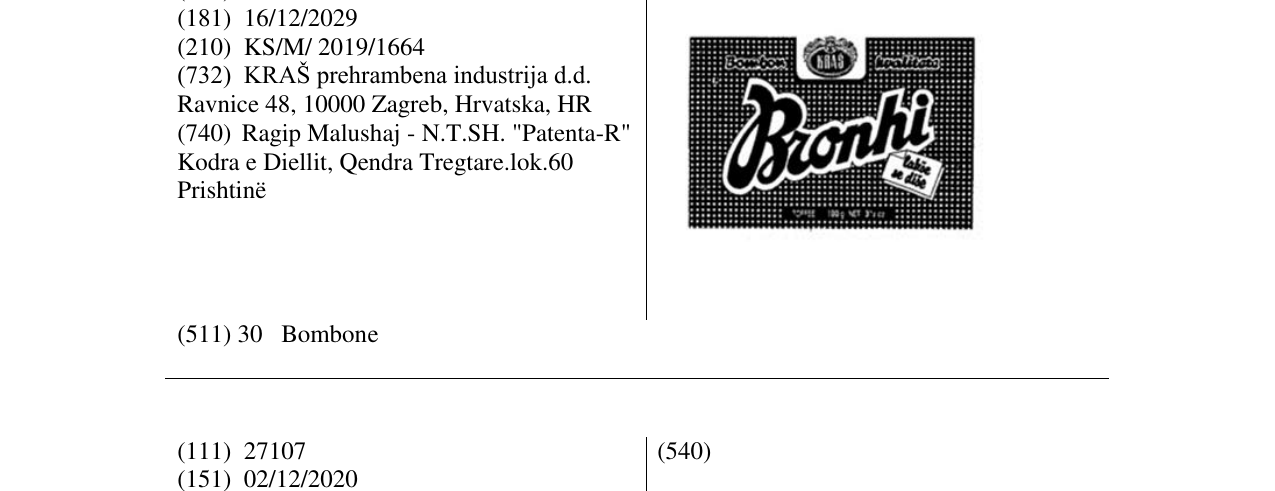 Zëri i markës Bronhi në buletin