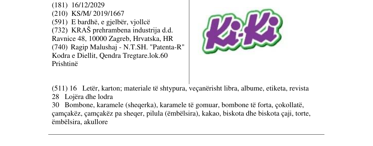 Zëri i markës Ki-Ki në buletin