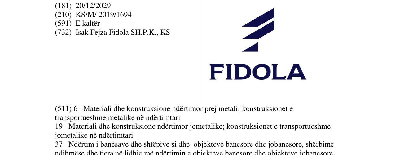 Zëri i markës FIDOLA në buletin