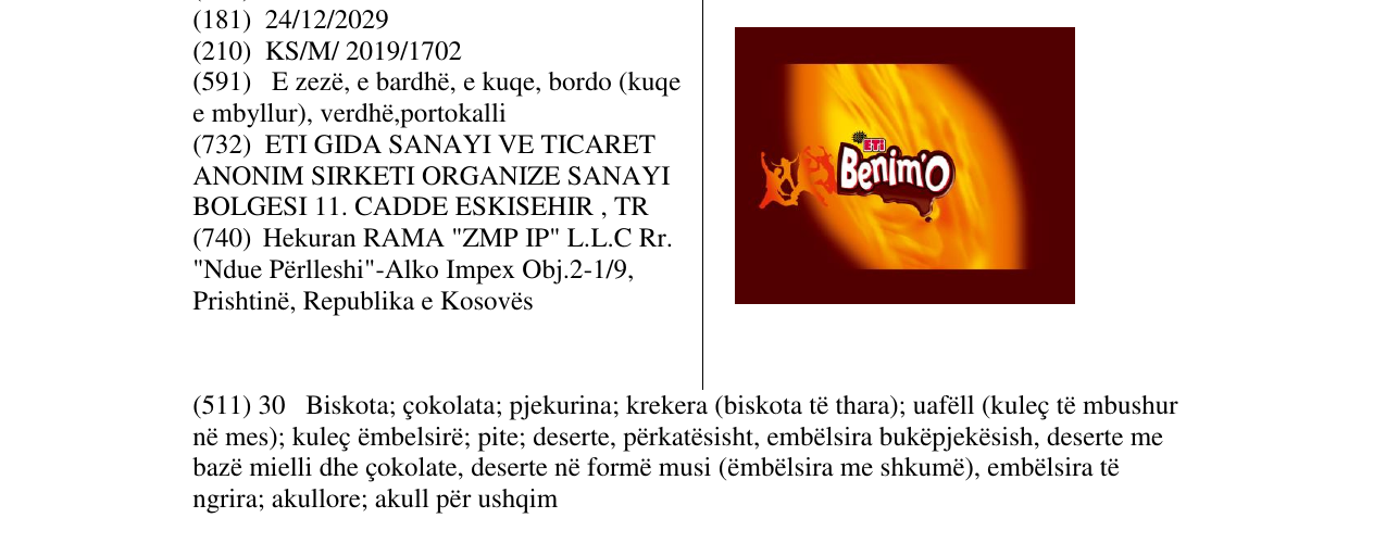 Zëri i markës Eti Benim'o në buletin