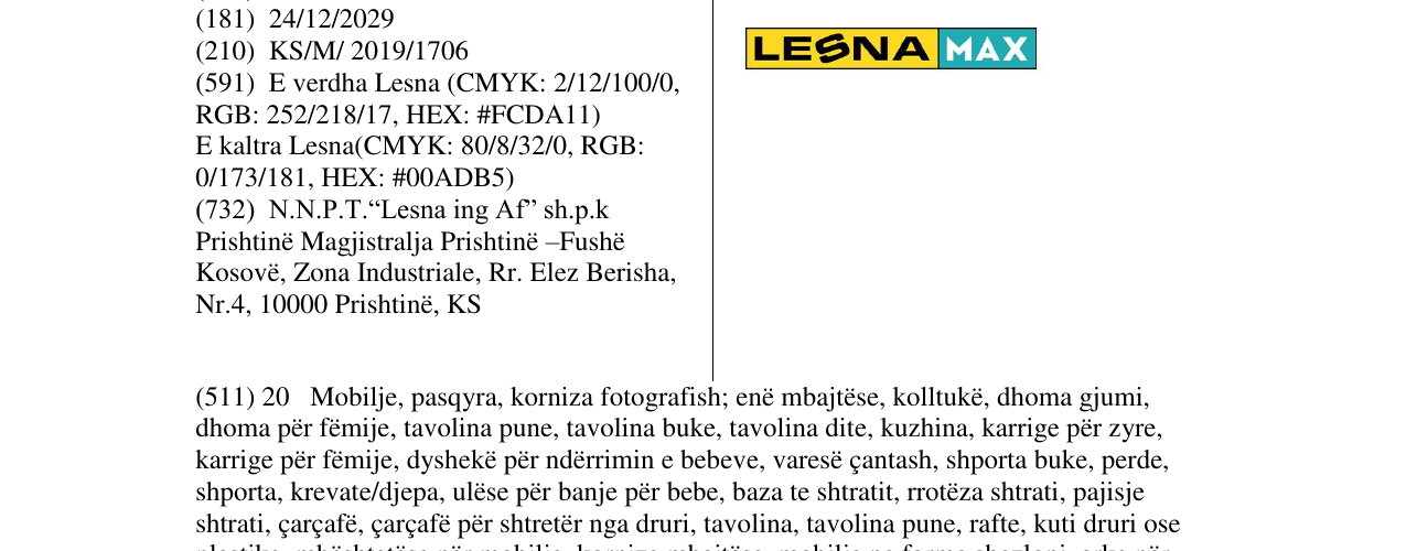 Zëri i markës LESNAMAX në buletin