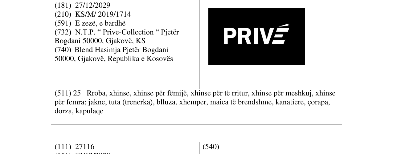 Zëri i markës PRIVE në buletin