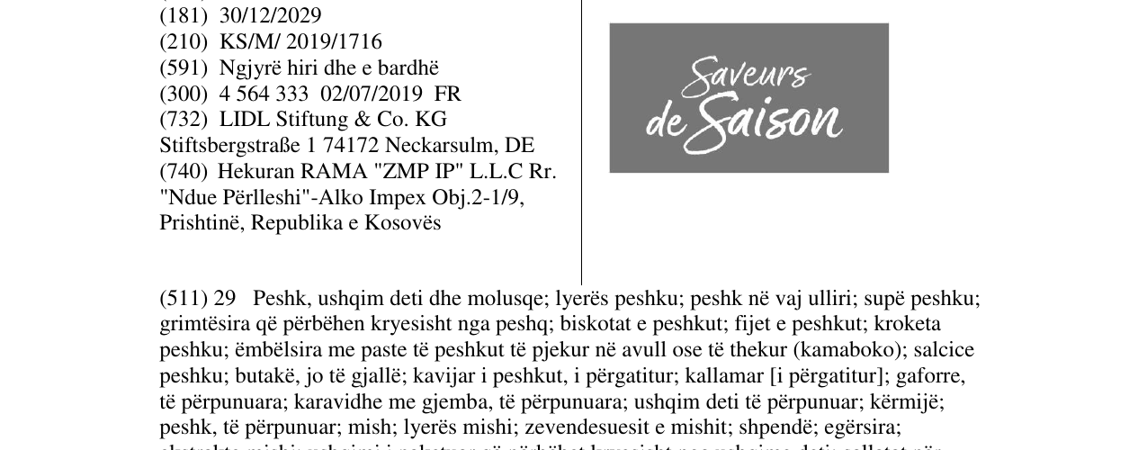 Zëri i markës Saveurs de Saison në buletin
