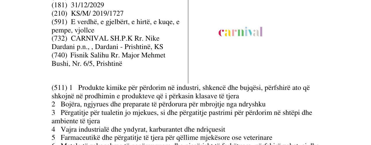 Zëri i markës carnival në buletin