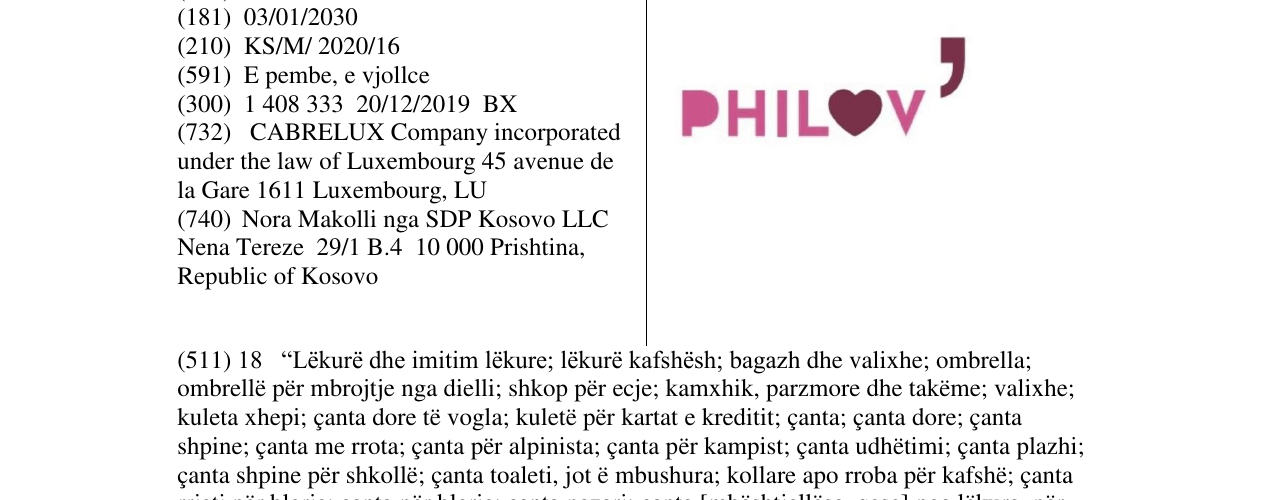 Zëri i markës PHILOV në buletin